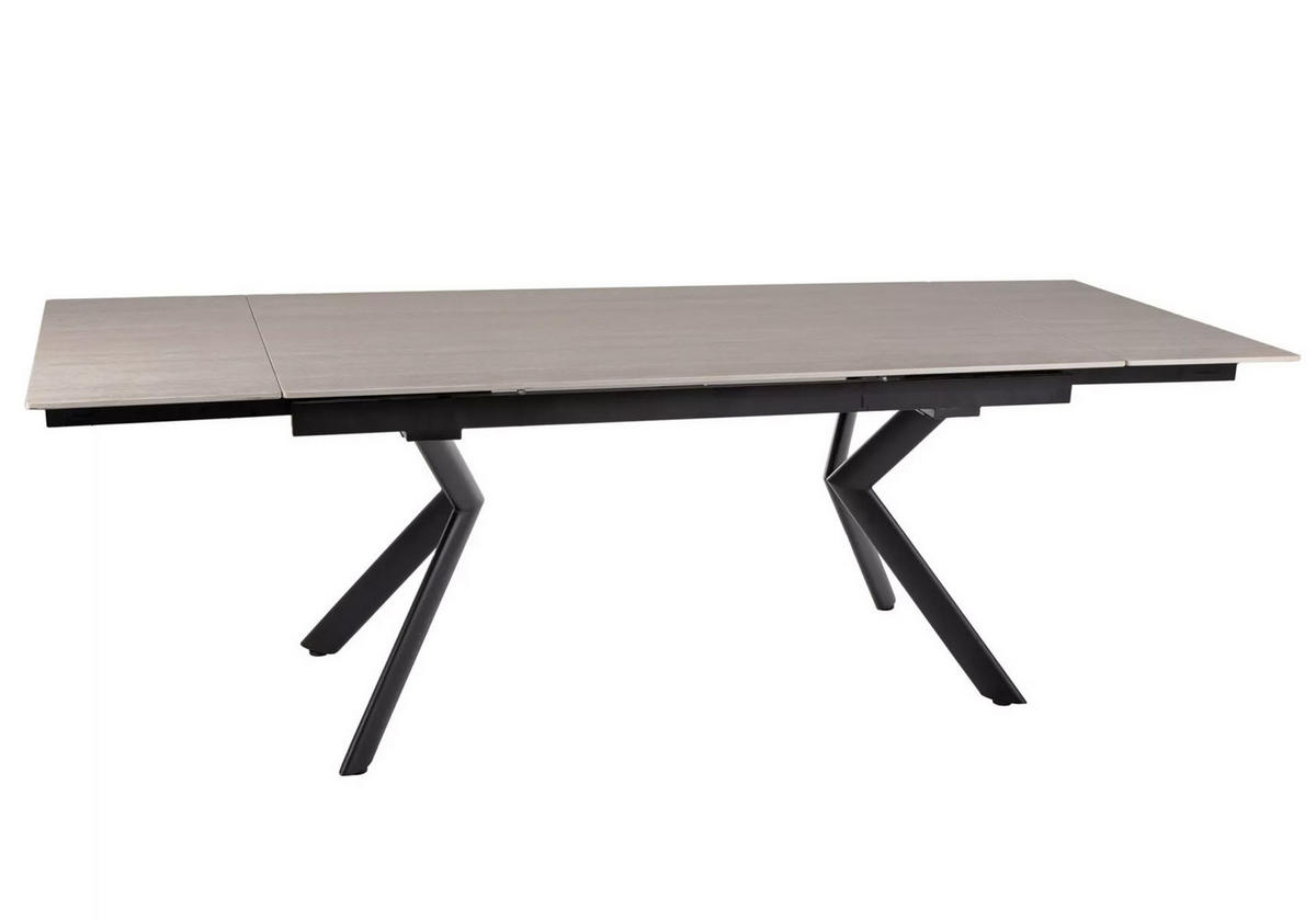 ESSTISCH Orton Travertin Beige / Schwarz Matt 160-240 / 90 / 75cm - Beige/Schwarz, Holz/Keramik (90/240/75cm) - Feldmann-Wohnen