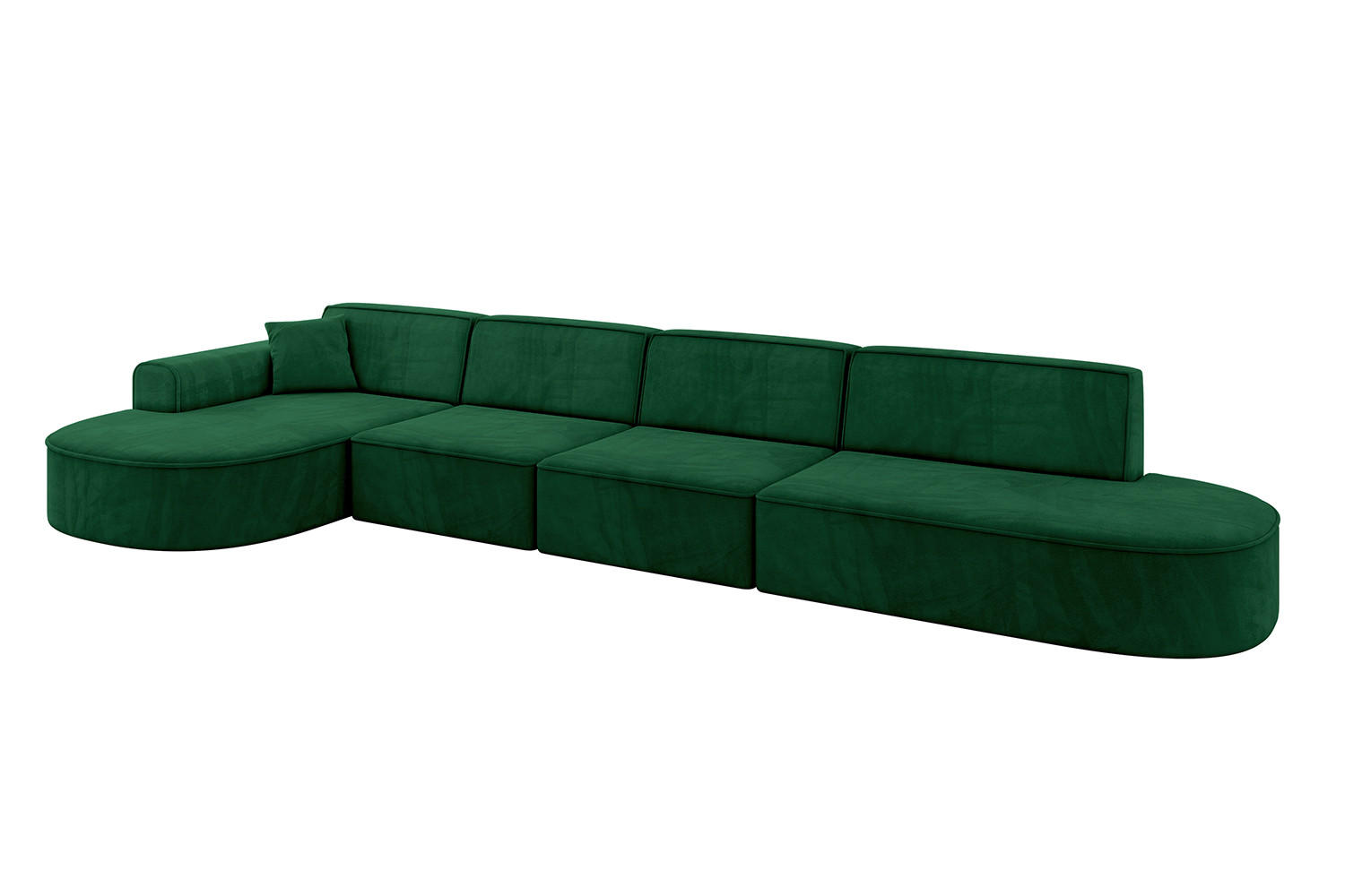 ALTDECOR ROHOVÁ SEDACÍ SOUPRAVA s otomanem vlevo MARI-L3 – 413 x 171 x 79 cm, tmavě zelená, velur