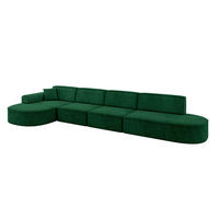 ECKSOFA Ottomane Links MARI-L3 - 413x171x79 cm Dunkelgrün Velours - Dunkelgrün/Schwarz, Holzwerkstoff/Kunststoff (413/171cm) - ALTDECOR