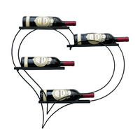 WEINREGAL Herz für 4 Flaschen Metall Schwarz 65 cm 96417 - Schwarz, Metall (63/65/10cm) - DanDiBo