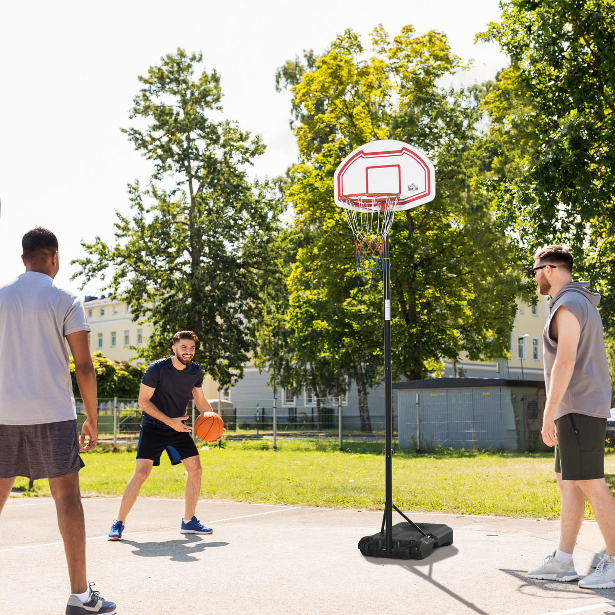 BASKETBALLKORB DE-18514 höhenverstellbar 2,1-2,6 m Schwarz/Weiß/Rot - Schwarz, Metall (76/70cm) - ComfortXL