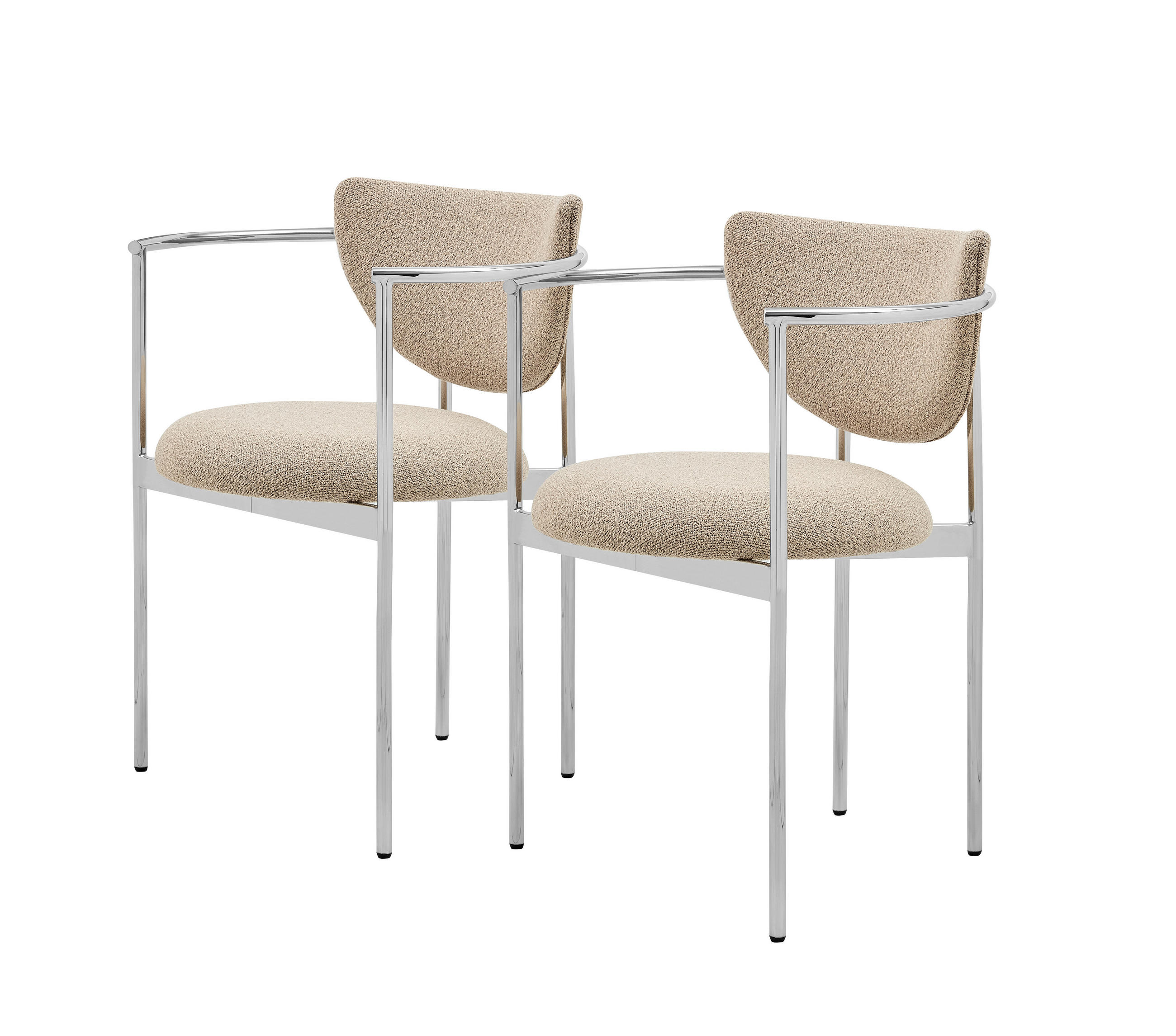 ARMLEHNSTUHL-SET DE-36862 2 Stück mit Stoffbezug Creme - Sandfarben/Silberfarben, Metall (60/56/78cm) - ComfortXL