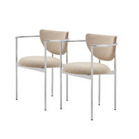 ARMLEHNSTUHL-SET DE-36862 2 Stück mit Stoffbezug Creme - Sandfarben/Silberfarben, Metall (60/56/78cm) - ComfortXL
