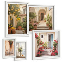 BILDER SET 5er Set - 50x50 cm & 20x30 cm & 40x60 cm Weißer Rahmen - Zitrusfrüchte in der Sonne - Weiß, Kunststoff (40/60cm) - TULUP