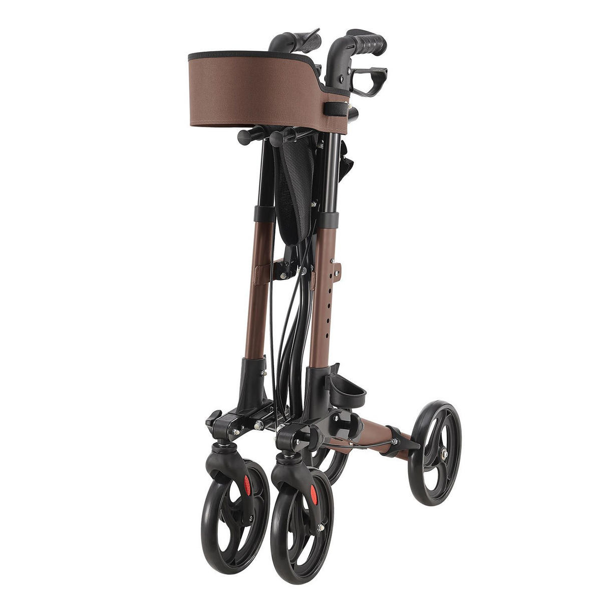 ROLLATOR Vital braun klappbar mit Sitzfläche & Einkaufstasche - Braun, Metall (63/80/68cm) - Juskys