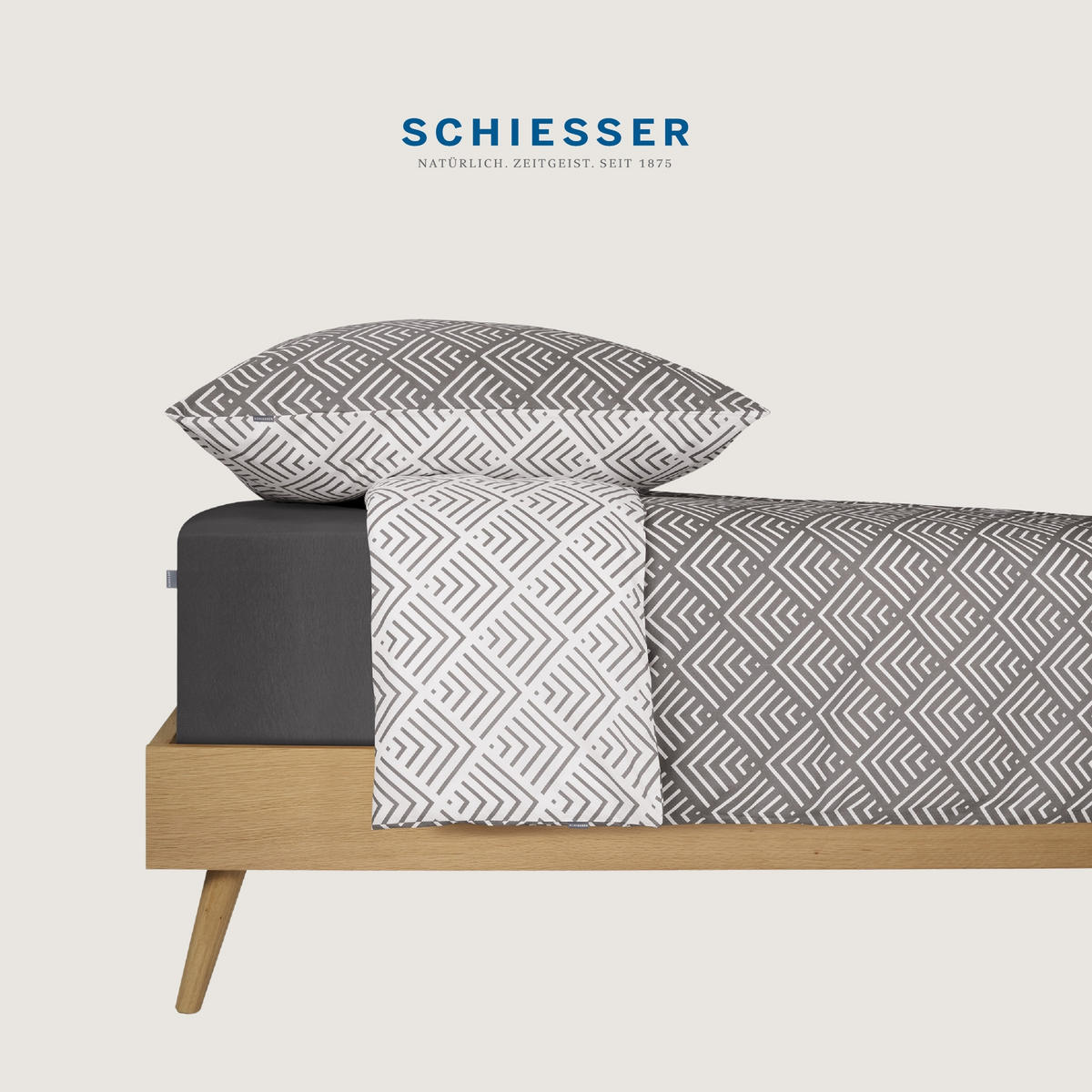 BETTWÄSCHESET Mabel - Renforcé - 2-teilig - 135 x 200 cm - Grau - Grau, Textil (135/200cm) - SCHIESSER