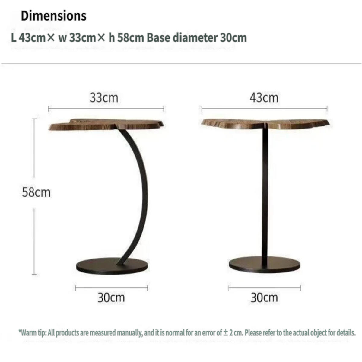 GARTENBEISTELLTISCH , Holz + Metall, 43 × 33 × 58 cm - Braun, Holz (43/33/58cm) - Weltevree