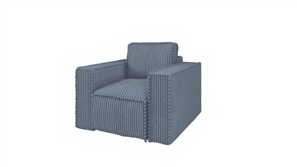 SOFASET Vajana 3-2-1 - Blau, Holzwerkstoff/Textil (240/86/102cm) - Fun Möbel