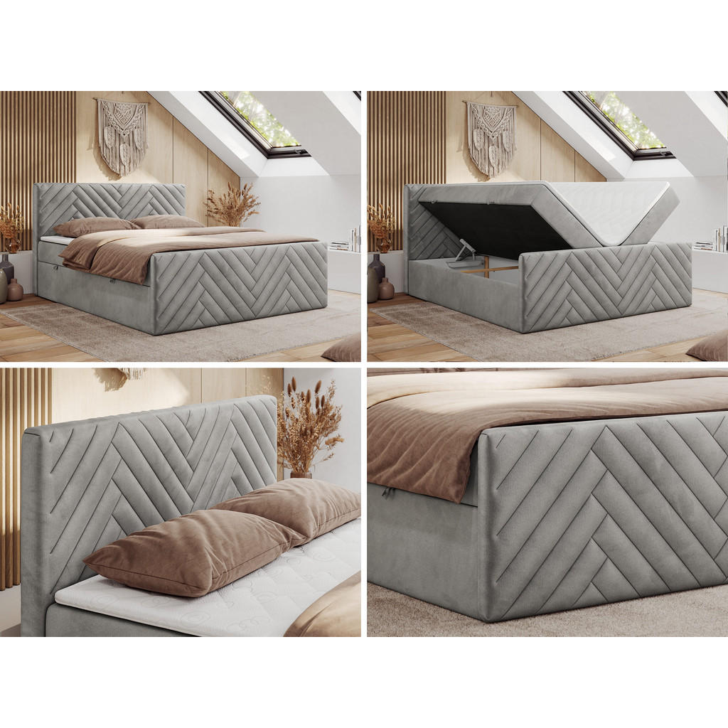 Thumbnail - MKS Boxbett, Hellgrau, Textil, 2-Sitzer, H3, 7-Zonen, Rechteckig, 160x200 cm, Oeko-Tex®, Schlafzimmer, Betten, Boxspring...