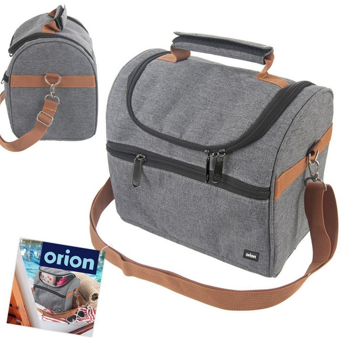 THERMOTASCHE mit Schultergurt 5,5 l Grau - Grau, Textil (18/22/23cm) - Orion 