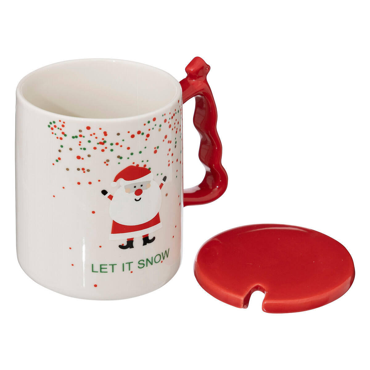 WEIHNACHTSTASSE mit Löffel und Deckel 350 ml - Weiß, Keramik (8/10.7/8cm) - Atmosphera Createur d´interieur