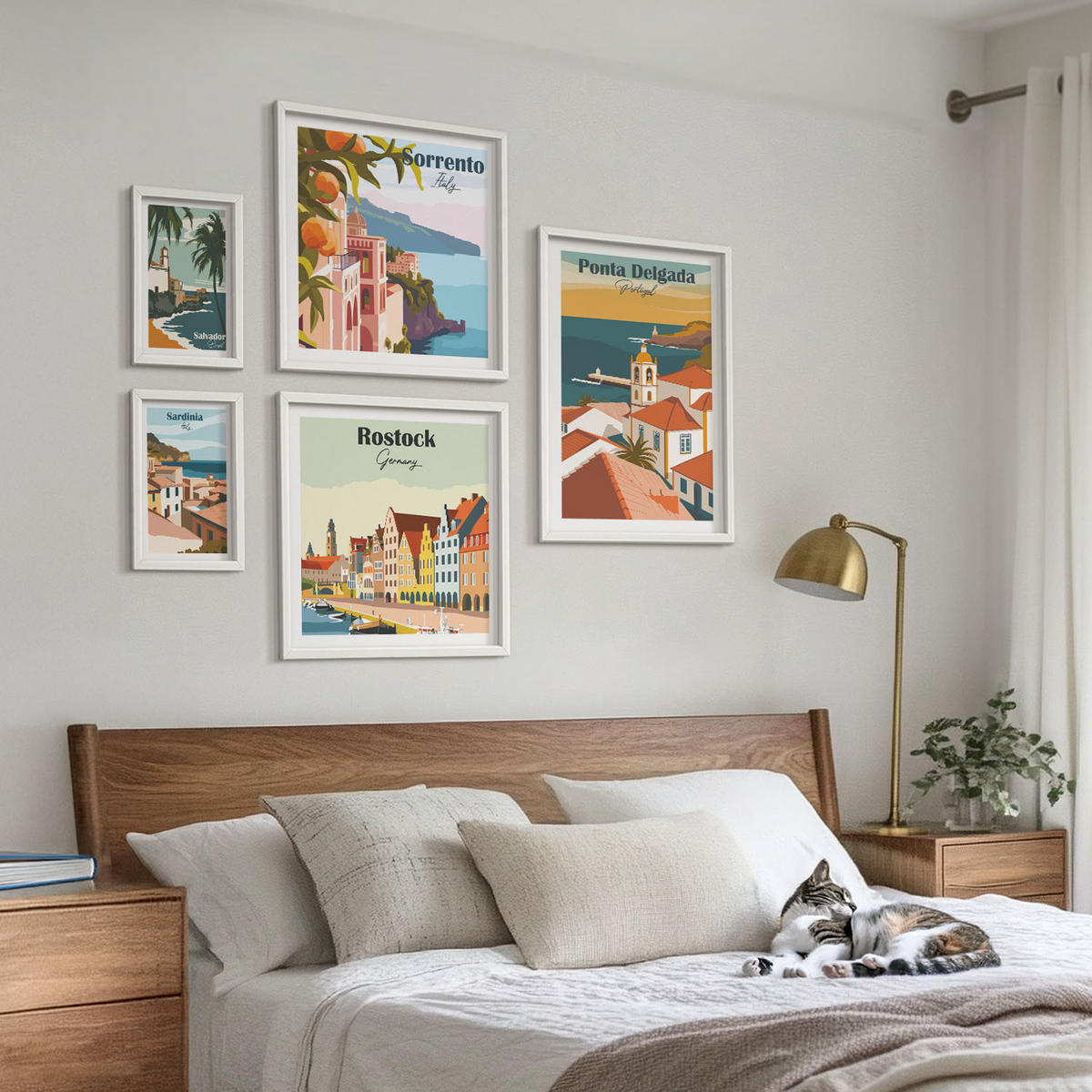 WANDBILDER 5er-Set - 50x50 cm & 20x30 cm & 40x60 cm Weißer Rahmen - Tropische Strände und Palmen - Weiß, Kunststoff (40/60cm) - ArtPrintCave