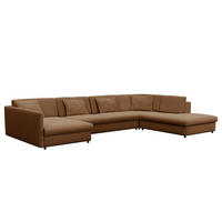 WOHNLANDSCHAFT - Schwarz/Haselnussfarben, Kunststoff/Textil (431/84/272cm) - home24