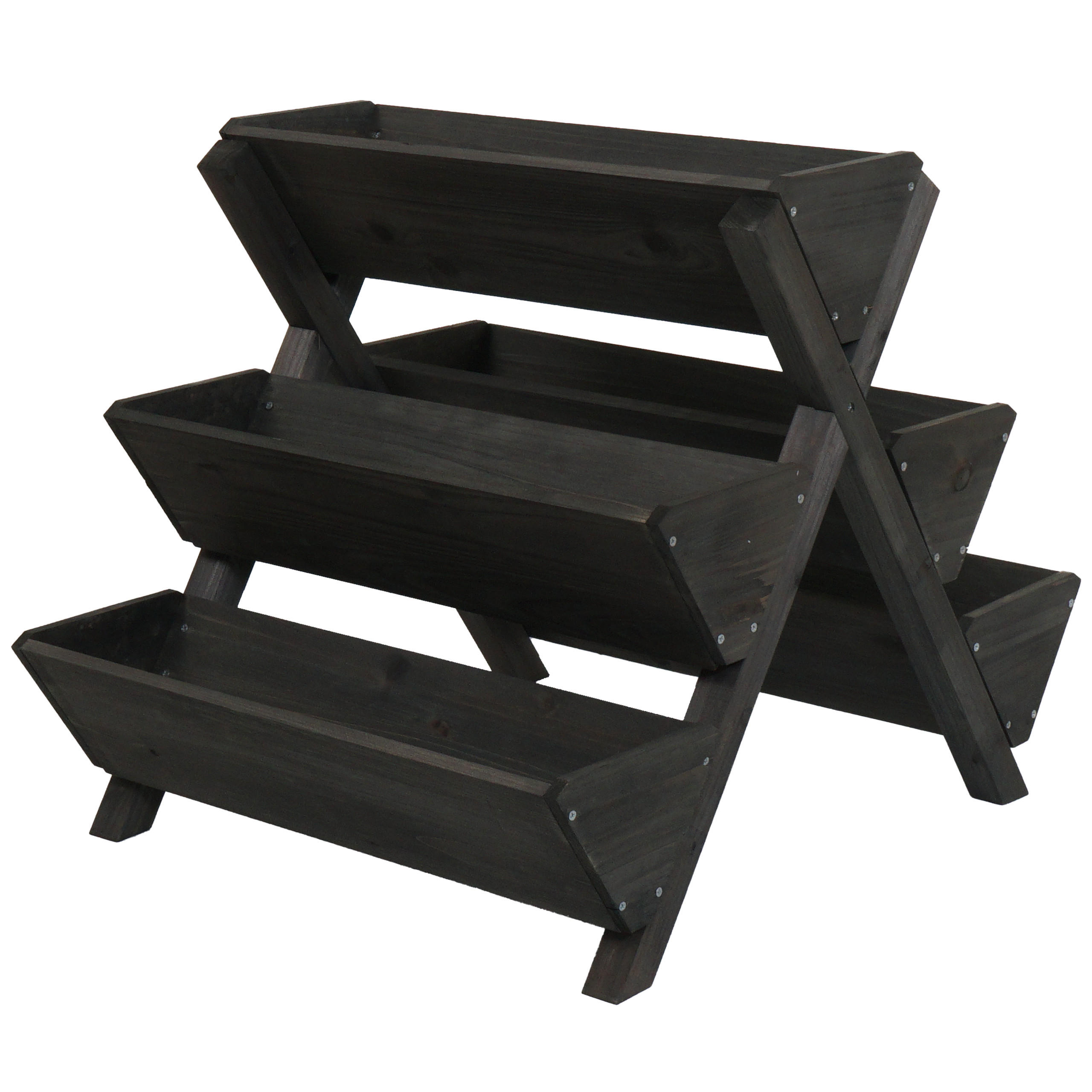 SCHODY NA ROSTLINY Antracit - antracitová, dřevo (56/56/70cm) - MCW