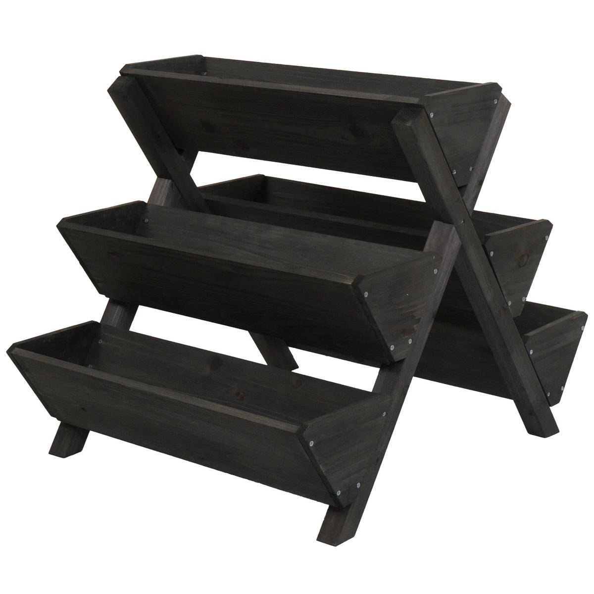 SCHODY NA ROSTLINY Antracit - antracitová, dřevo (56/56/70cm) - MCW