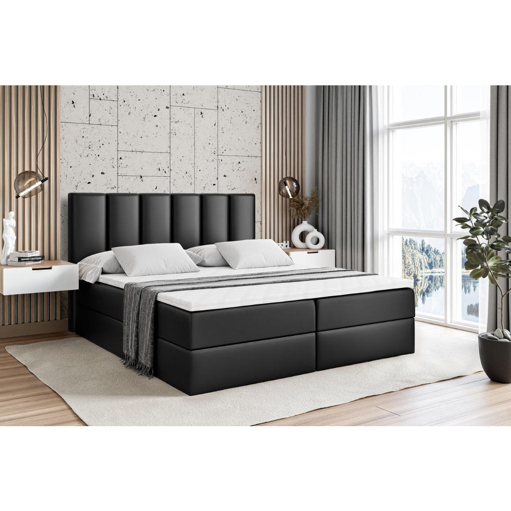 Thumbnail - Altdecor Boxbett, Schwarz Hochglanz, Holzwerkstoff, Höhe ca. 20 cm, 200x200 cm, Schlafzimmer, Betten, Boxspringbetten