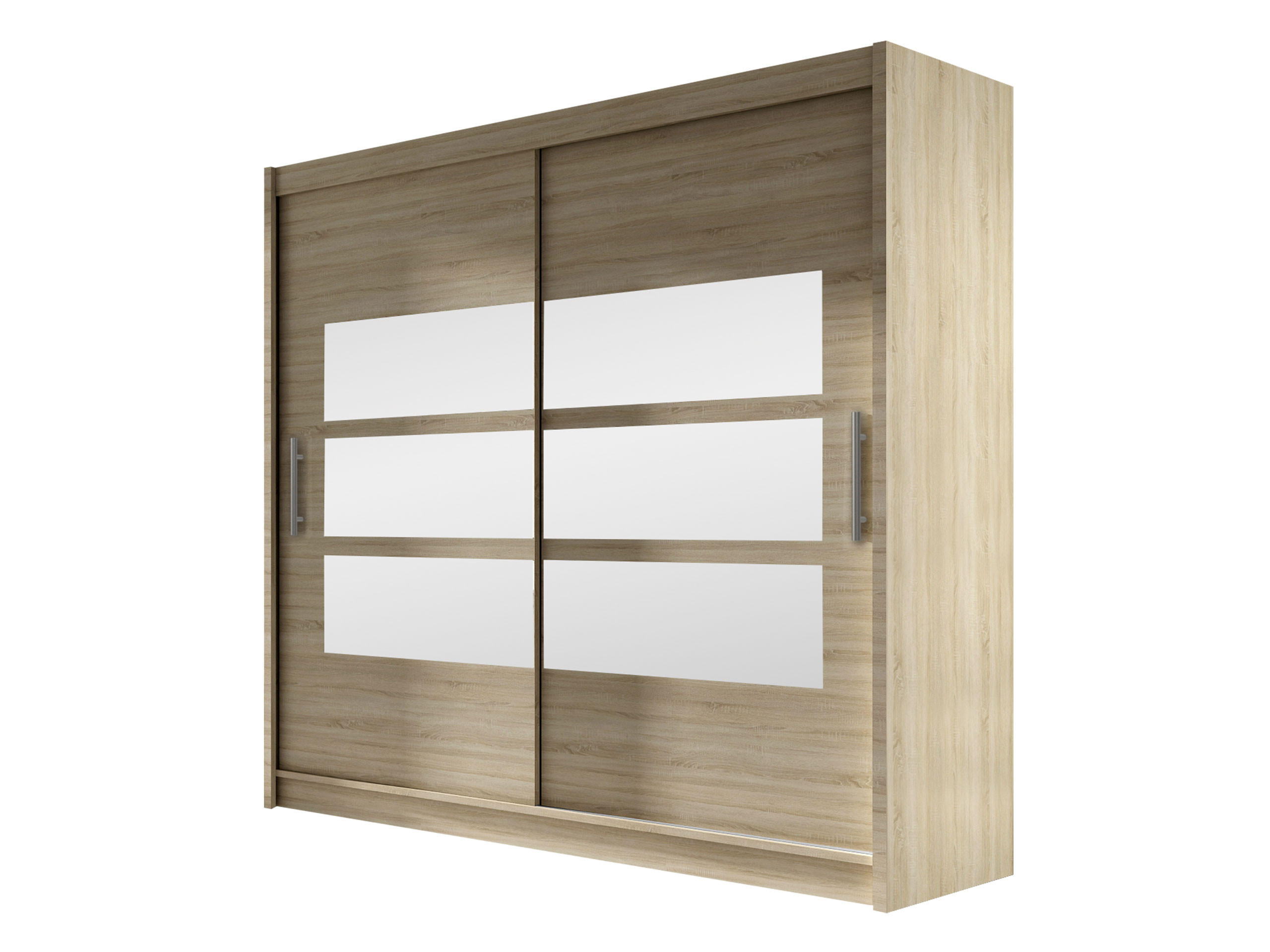 KLEIDERSCHRANK London III 180 - Silberfarben/Sonoma Eiche, Holzwerkstoff/Kunststoff (180/215/58cm) - MIRJAN24