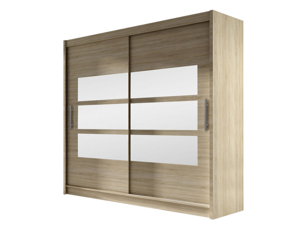 KLEIDERSCHRANK London III 180 - Silberfarben/Sonoma Eiche, Holzwerkstoff/Kunststoff (180/215/58cm) - MIRJAN24