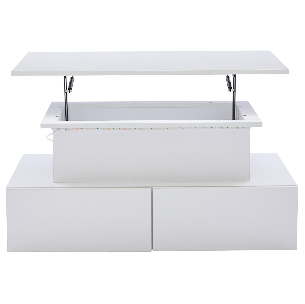 KONFERENČNÍ stolek, 90/55/41 cm bílý, s LED osvětlením a 4 zásuvkami - bílá, kompozitní dřevo (90/55/41cm) - BEAOK