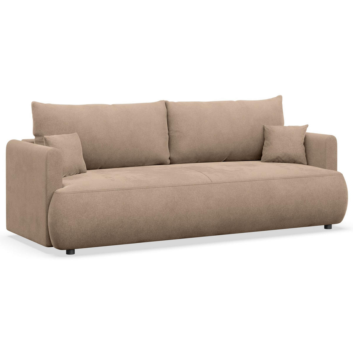 3-SITZER SOFA Ovo Mini Beige Velours Easy-Clean - Beige/Schwarz, Kunststoff/Textil (226/90/97cm) - Selsey