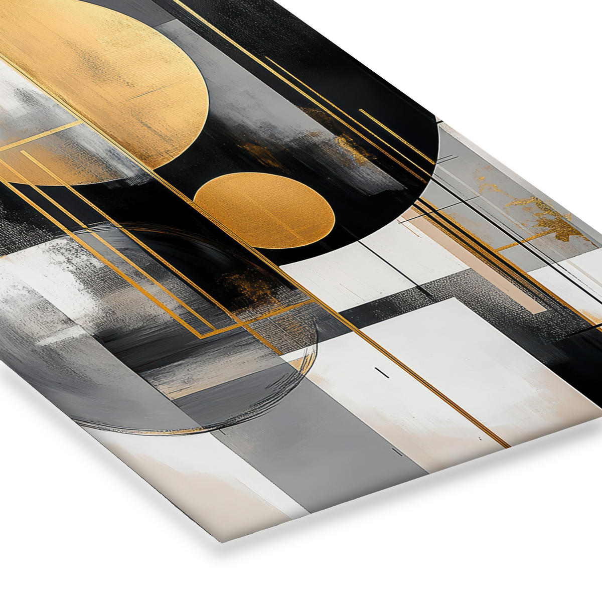 POSTER MIT RAHMEN Abstrakt - Gold - Silber - Formen - Ästhetisch - Modern Bilder mit Rahmen 40x60 cm - Goldfarben, Papier (40/60cm) - MuchoWow