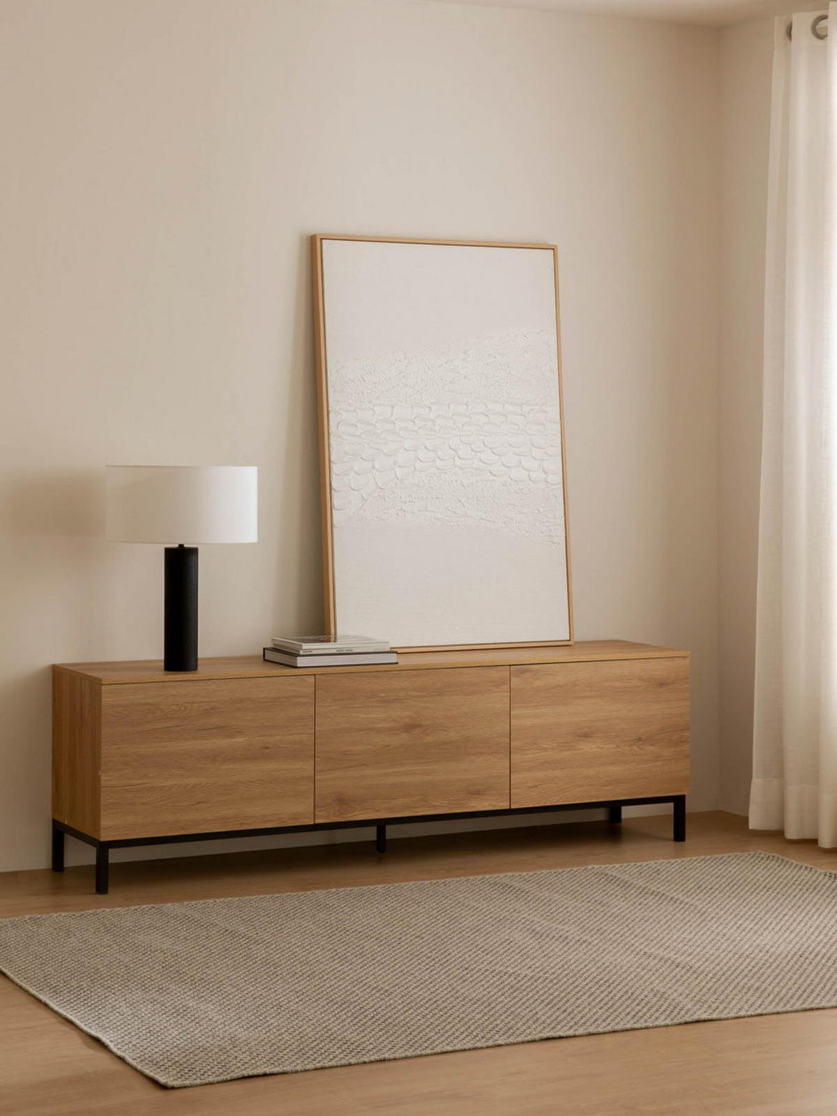 TV-ELEMENT Kolb Natur 180 cm x 55.8 cm - Braun, Holzwerkstoff (180/55/40cm) - Kenay Home