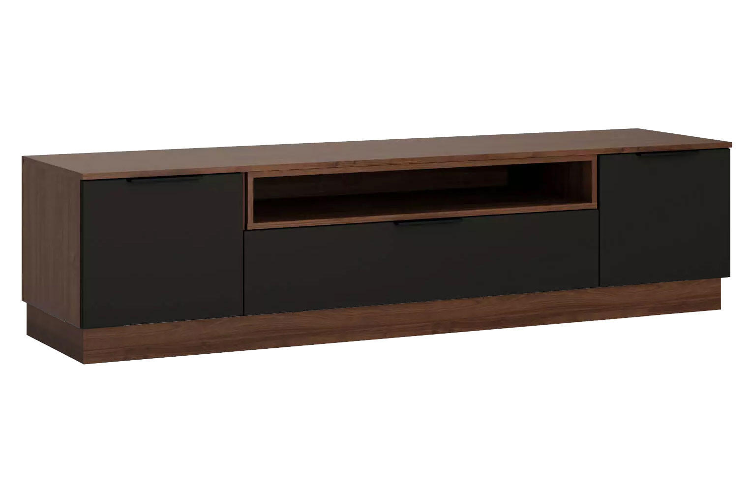 LOWBOARD Alicante Walnuss / Schwarzgrau 200 / 50 / 53,7cm - Walnussfarben/Schwarz, Holz/Holzwerkstoff (200/53.7/50cm) - Feldmann-Wohnen