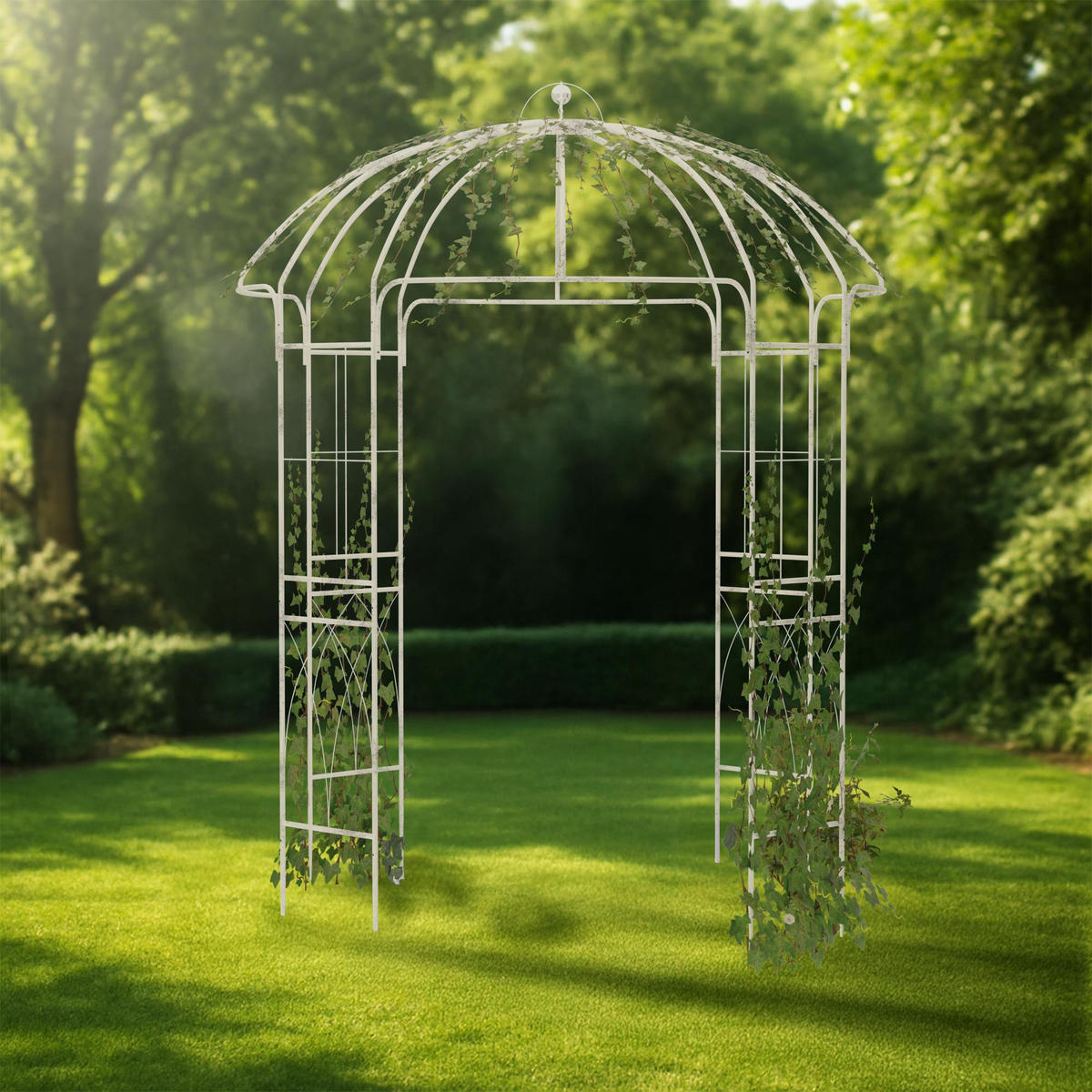 PAVILLON 200/200/270 cm Metall Antik Weiß - Weiß, Metall (200/270/200cm) - CLP