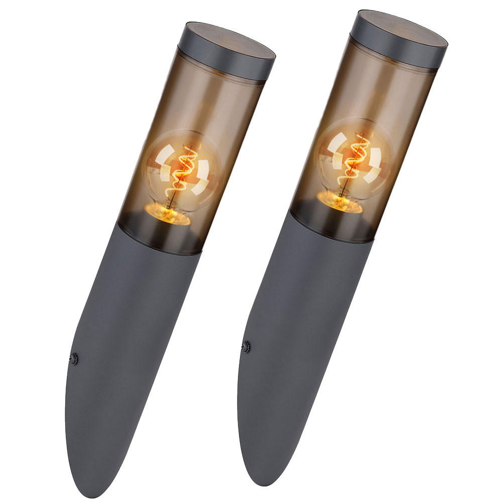 AUSSEN-WANDLEUCHTE Edelstahl Anthrazit Rauchfarben - Anthrazit, Metall (7.6/40/17cm) - Globo Lighting