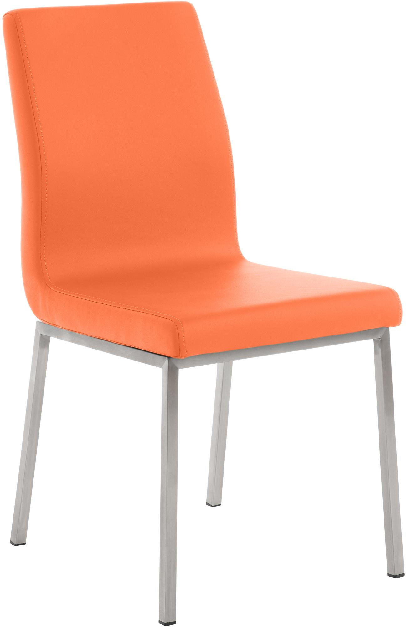 STUHL Lederlook Orange - Edelstahlfarben/Orange, Textil/Metall (40/88/50cm) - CLP
