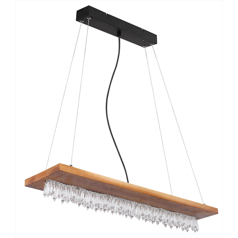 LED HÄNGELEUCHTE Holz Braun Kristalloptik - Braun, Holz (80/20/145cm) - Globo Lighting