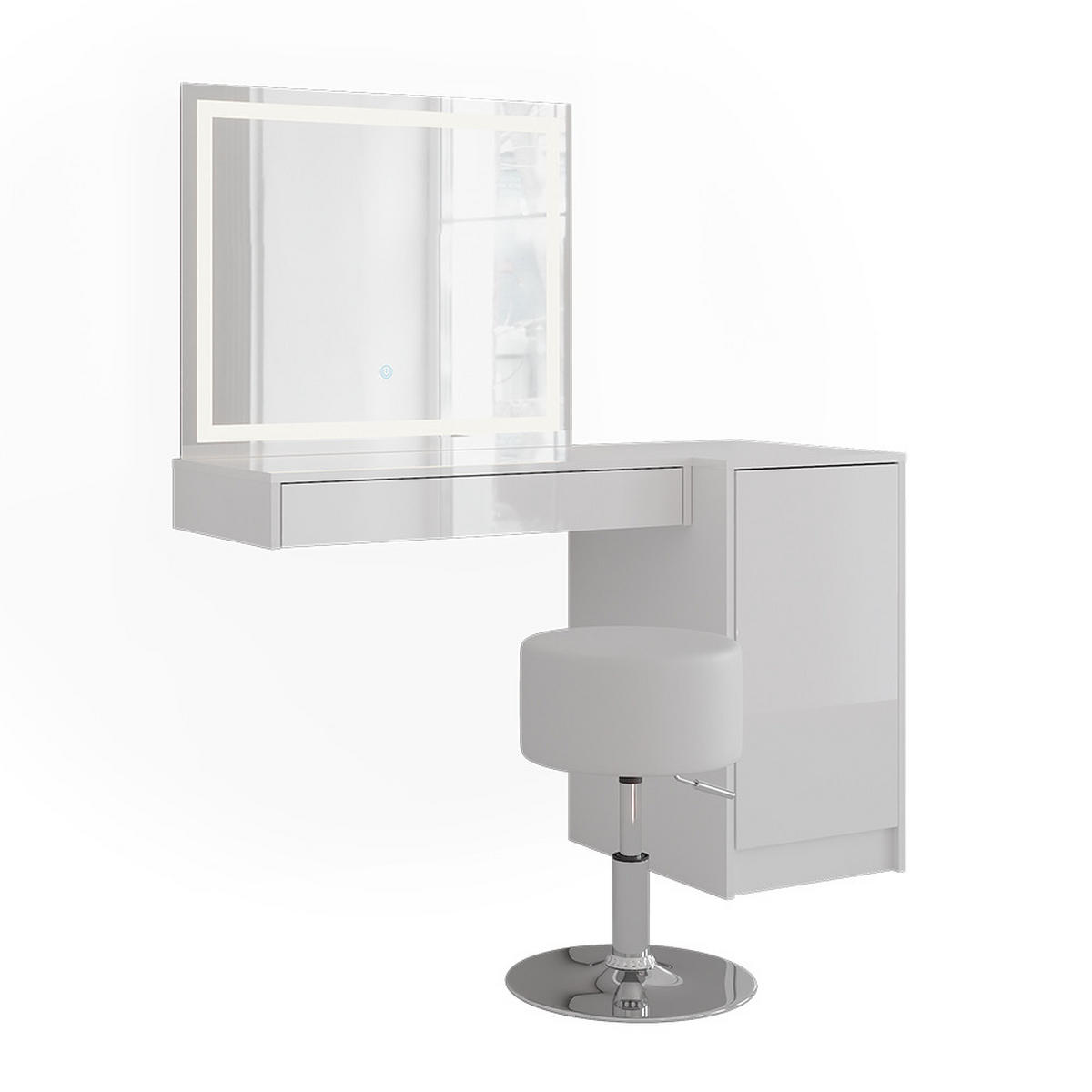 SCHMINKTISCH Sherry Weiß/Weiß Hochglanz 120 cm 4 Teile - Weiß Hochglanz, Holzwerkstoff (120/76/50.1cm) - Vicco