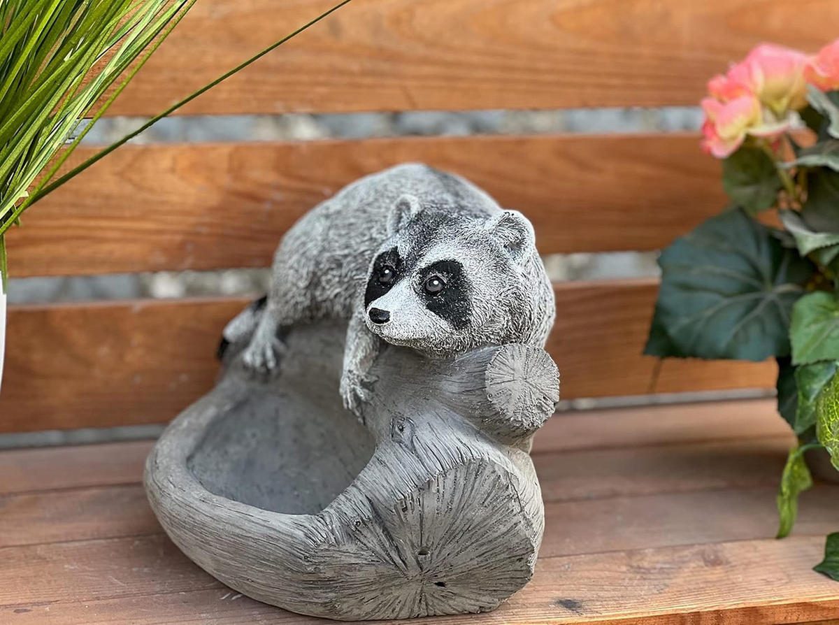 STEINFIGUR Waschbär frostfest Steinguss - Grau, Stein (24/16/18cm) - stoneandstyle