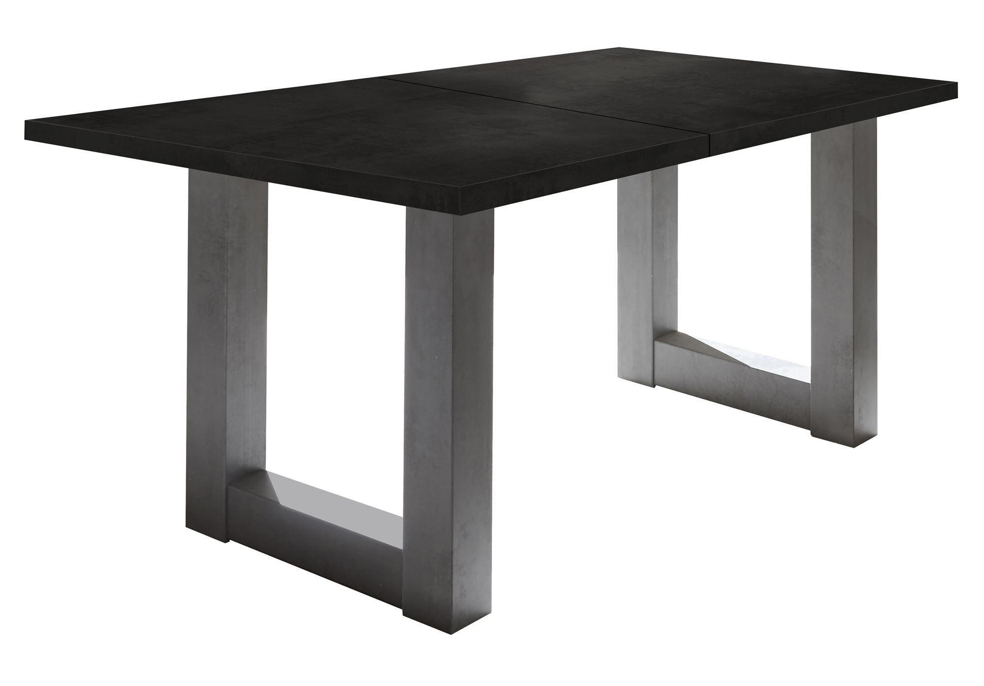 ESSTISCH ausziehbar Eila 3 160 x 90 x 75 Esszimmertisch Graphit/Schwarzstahl - Schwarz, Holz (160/90/75cm) - 58aufmkessel