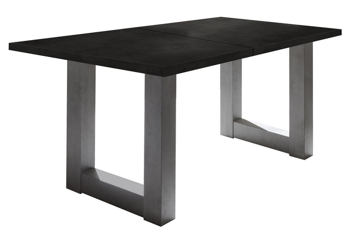 ESSTISCH ausziehbar Eila 3 160 x 90 x 75 Esszimmertisch Graphit/Schwarzstahl - Schwarz, Holz (160/90/75cm) - 58aufmkessel