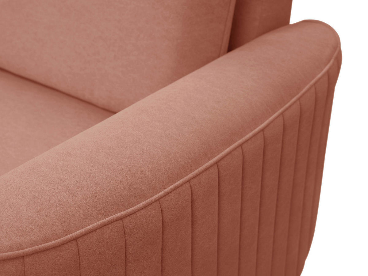 ECKSOFA VELA R-S Rosa Velours-Stoff mit Schlaffunktion - Rosa, Holz (251/251cm) - MASSENO