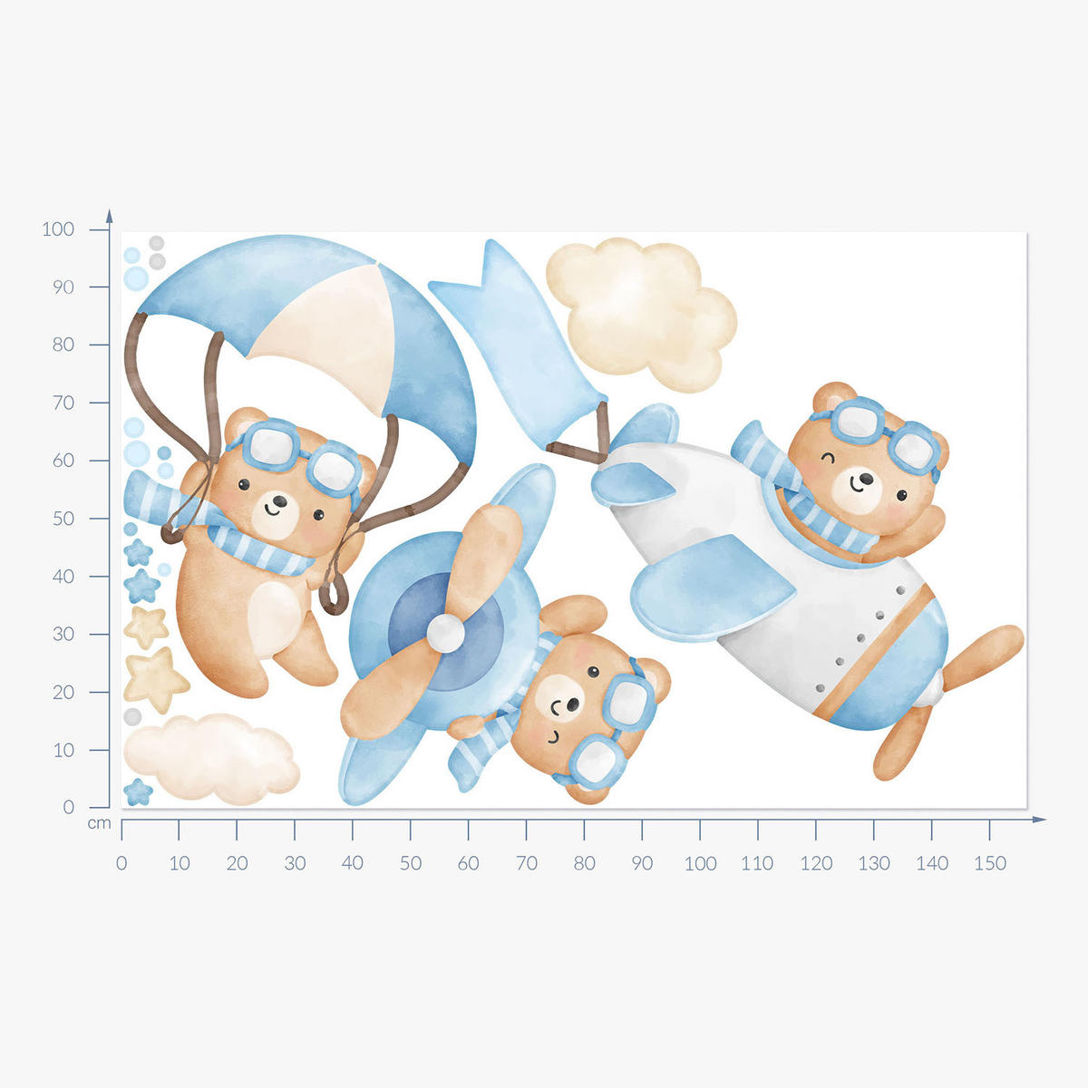 WANDAUFKLEBER 100x157cm - Fliegende Bären - Multicolor, Kunststoff (100/157/0.1cm) - Wallfluent