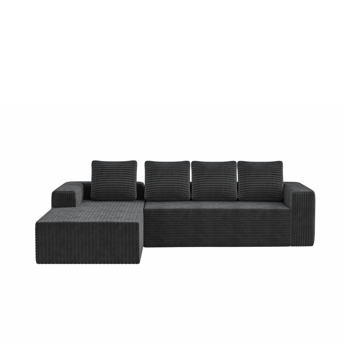 ECKSOFA Cord Grau Ohne Montage - Grau, Textil (261/168cm) - WISHDOR