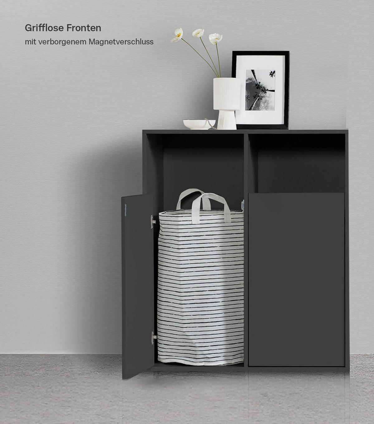 MEHRZWECKSCHRANK SET Der Allzweckwaffe - Schwarz, Holzwerkstoff (140/180/40cm) - Mokebo