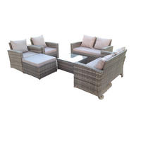 GARTENGARNITUR Polyrattan 7-Sitzer - Dunkelgrau, Metall - Fimous