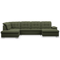 WOHNLANDSCHAFT Jamaal Khaki rechtsseitig - Schwarz/Grün, Textil (330/106/212cm) - Selsey