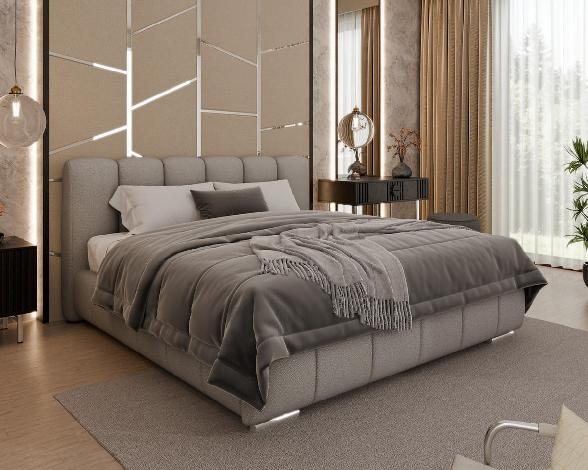 POLSTERBETT Zaira 180x200cm – Elegantes Polsterbett für modernen Wohnstil , ohne matratze, hellgrau - Hellgrau, Holz (180/200cm) - Homesy