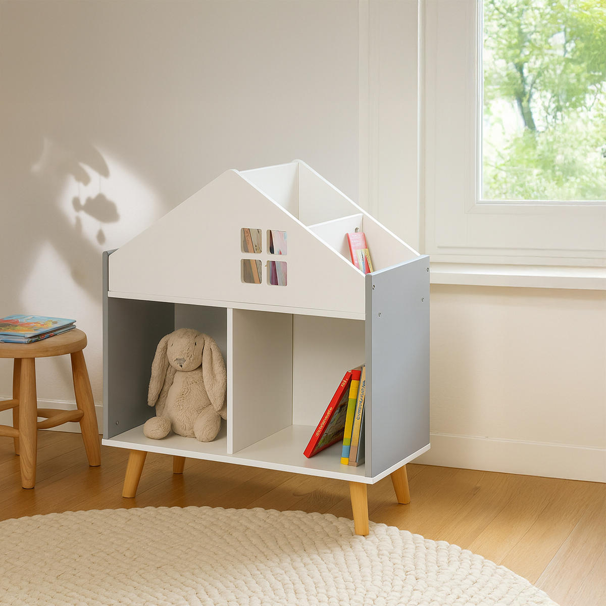 KINDERREGAL - Weiß, Holz/Holzwerkstoff (60/65.7/30cm) - Relaxdays