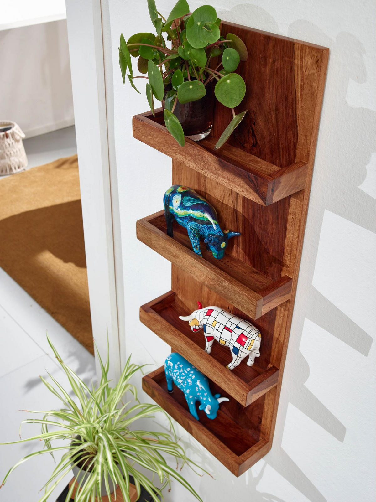 WANDREGAL Massivholz Nachhaltig Handgefertigt - Braun, Holz (30/80/10cm) - KADIMA DESIGN