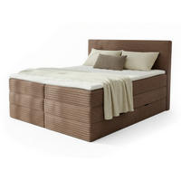 BOXSPRINGBETT Mollo Max - 160x200 - braun (Tilia 17, Cord) - Schwarz/Braun, Holz/Holzwerkstoff (160/200cm) - Sofnet