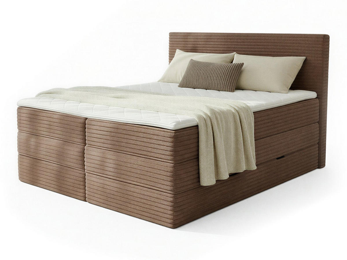 BOXSPRINGBETT Mollo Max - 160x200 - braun (Tilia 17, Cord) - Schwarz/Braun, Holz/Holzwerkstoff (160/200cm) - Sofnet