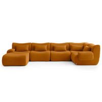 WOHNLANDSCHAFT Bouclé-Stoff Zimtbraun - Hellbraun, Textil (356/73/190cm) - MILYsofa