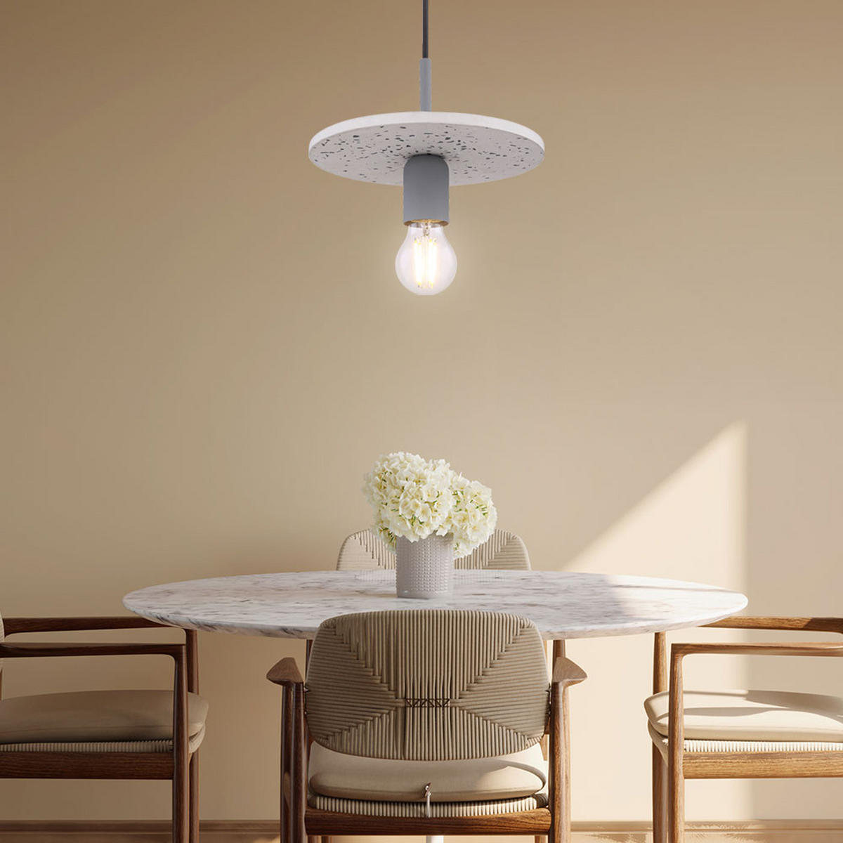 HÄNGELEUCHTE Metall Grau Terrazzo-Steinoptik - Grau, Metall (23/23/120cm)