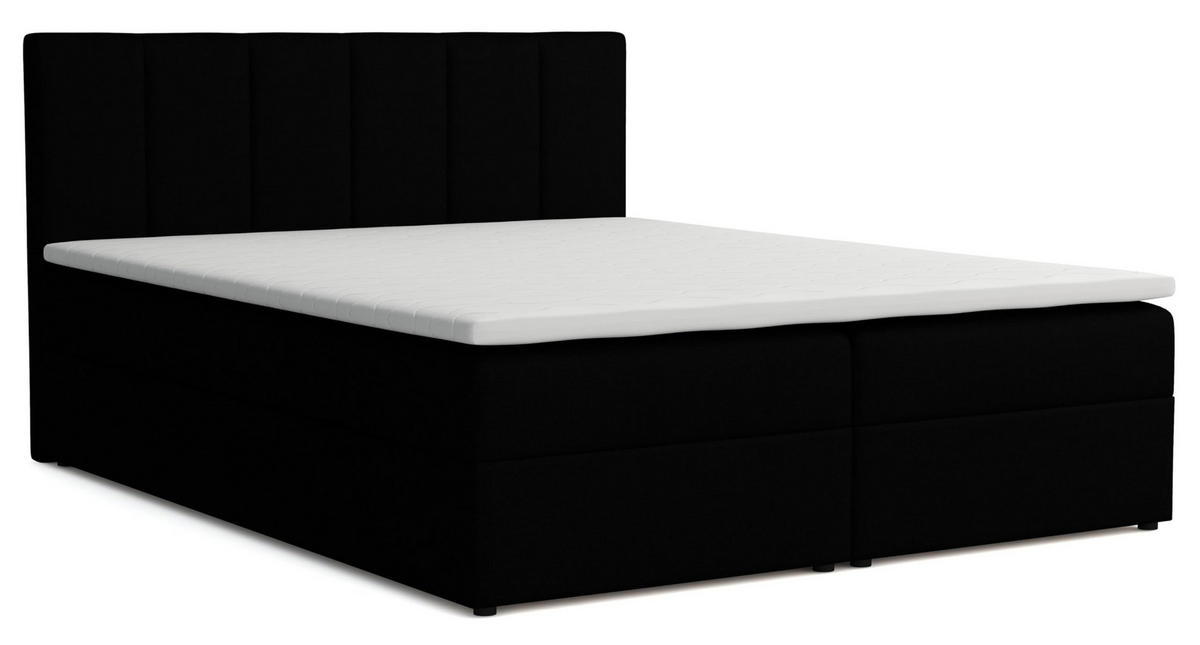 BOXBETT LISA mit Bettkästen H2/H3 Matratze 180 x 200 cm - Schwarz, Holzwerkstoff (180/200cm) - VENASI MÖBEL