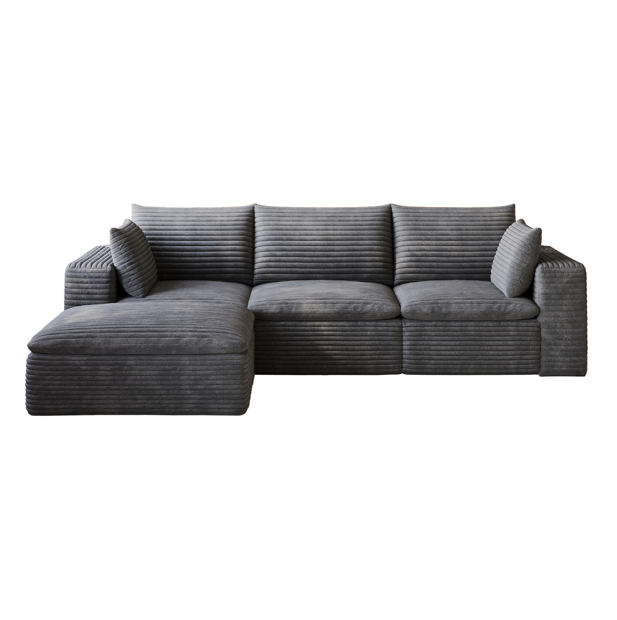ECKSOFA aus Stoff 260 cm Dunkelgrau ohne Montage mit abnehmbarer Polsterung und flexiblen Modulen - Dunkelgrau, Textil (260/160cm) - Modfu